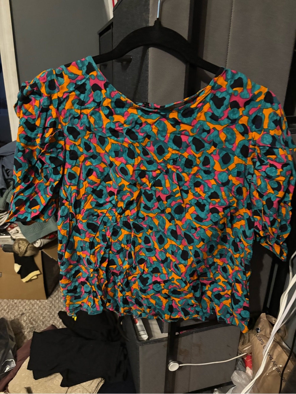 Girl Soul  Women’s Printed Short-Sleeve Top in Teal Multicolor Large